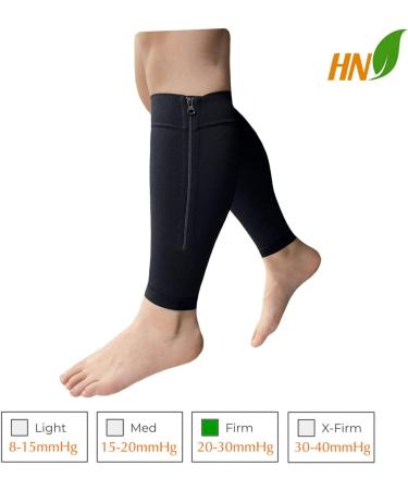 Shin Compression Sleeves 20-30 mmHg for Big Calf - Extra Wide Plus Size (5X-Large Black with Zipper) - International Shipping - Buy Online on GoSupps.com