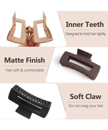 Ello Large Hair Claw Clips for Thick Hair - Non-Slip Strong Matte Hair Clips - 4.3 Inch (11cm) - Rectangle Design - 4 Pack - Women & Girls - Buy Online on GoSupps.com