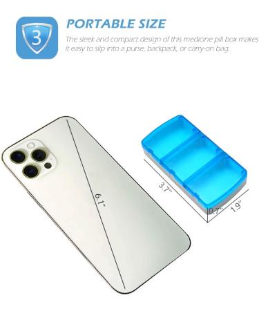 VOFOON Small Pill Organizer - 3 Times Daily | Travel Pill Box 2 Pack | Portable 3 Compartment Medicine Case for Vitamins & Supplements - Buy Online on GoSupps.com
