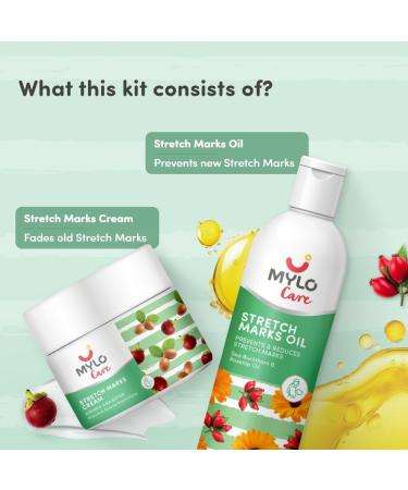 Stretch Marks Combo - 100ml Oil & Cream | Natural Skin Care for Scar Removal & Skin Brightening with Argan Oil & Shea Butter - Buy Online on GoSupps.com