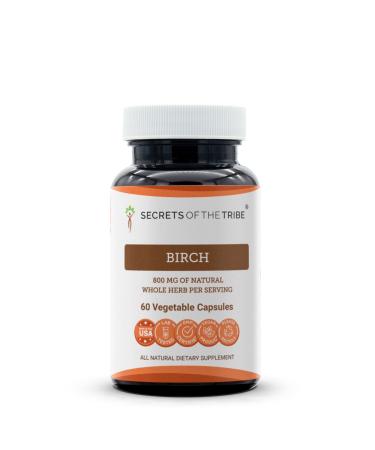 Secrets of the Tribe Birch 60 Capsules, 800 mg, Birch (Betula Pendula) Dried Leaf (60 Capsules) 60 Count (Pack of 1)