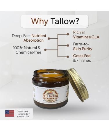 Grass Fed Beef Tallow Balm - 4 oz - Made in USA - Organic Grass Fed and Finished Tallow - Moisturizing Skin Care Lavender - Buy Online on GoSupps.com