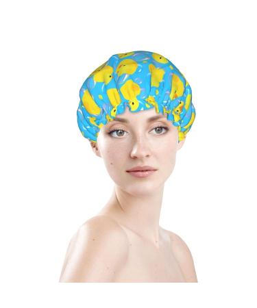 Yellow Rubber Ducks Shower Cap for Women - Adjustable Double Waterproof Layers | Hair Protection Reusable Spa Salon Hat - One Size - Buy Online on GoSupps.com