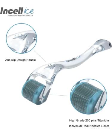 Incellice Derma Roller 1.0mm - Professional Microneedle Scooter for Beard & Hair Growth | Scalp & Skin Care for Men & Women | 200 Titan Real Needles - Buy Online on GoSupps.com