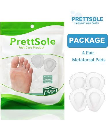 PrettSole Clear Metatarsal Pads - 4 Pairs for Women | Ball of Foot Cushion & Support | Gel Forefoot Cushions for Metatarsalgia & Morton's Neuroma Pain Relief - Buy Online on GoSupps.com