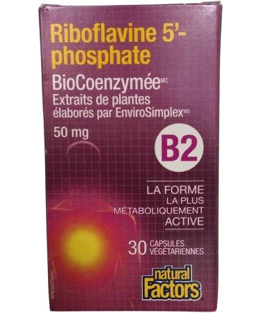 Natural Factors BioCoenzymated B2 Riboflavin 50 mg - 30 Vegetarian Capsules - Buy Online on GoSupps.com