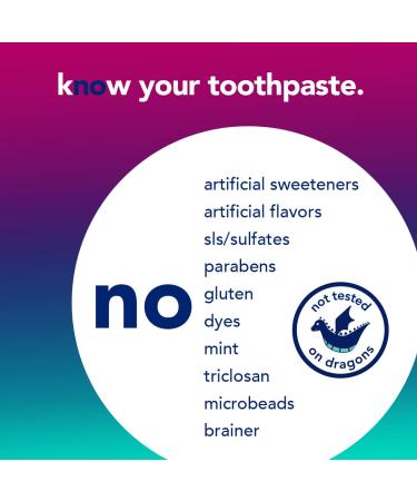 Dragon Dazzle Blue Raspberry Kids Toothpaste - Fluoride, No Artificial Sweeteners, No SLS - Gluten Free, Vegan - Ages 2+ - Pack of 3 (4.2 OZ Tubes) - Buy Online on GoSupps.com