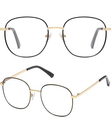 Sojos Designer Stylish Blue Light Blocking Glasses - Aurora SJ1137 | Black&Gold Frame | Anti-Blue Light Lens - Buy Online on GoSupps.com