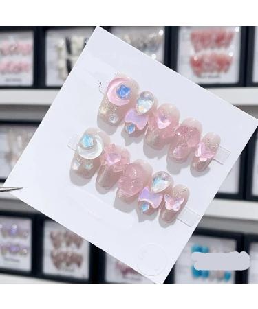 Removable and wearable nail art French Almond Ombre Handmade Press On Nails Long Acrylic False Nail Tips InNail (Color : 29120 Size : XS)