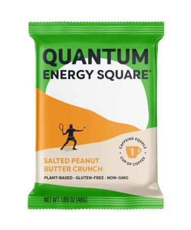 QUANTUM Organic Caffeinated Energy Bars - 10g Plant Based Protein - 1 Cup of Coffee per Bar - Vegan, Gluten Free, Dairy & Soy Free - Breakfast Bars - Healthy Snacks - Salted Peanut Butter Crunch - 8 Pk