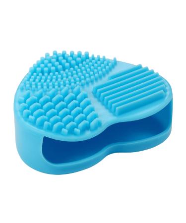 Vtrem Heart Shaped Makeup Brush Cleaner Pad & Sponge Dual Use Silicone Tool for Easy Brush Cleaning (Blue - Buy Online on GoSupps.com