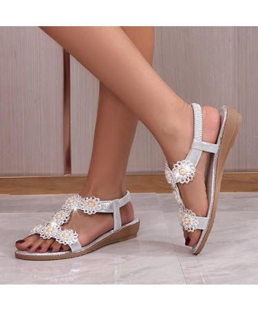 Buy XTZYGLFD Women's Silver Wedge Heel Sandals - Trendy Summer Flip-Flops Buckle Size 11 (UK 7) - Stylish Women's Fashion Shoes - Buy Online on GoSupps.com