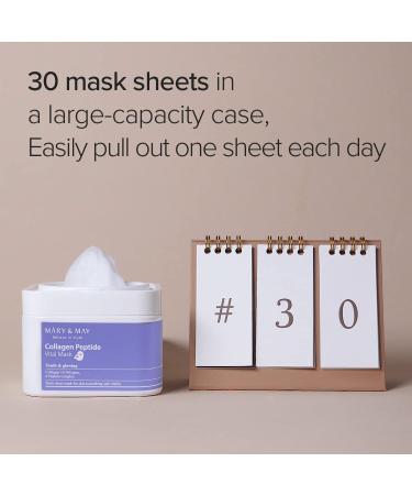 Mary & May Collagen Peptide Vital Mask 30ea | Korean Skin Care | Low Molecular Collagen Leaf Mask | Intensely Moisturizing | EEC Green - Buy Online on GoSupps.com