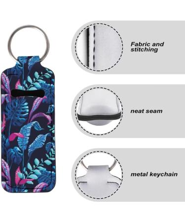 Tropical Palm Leaves Lip Gloss Tube Holder Keychain | Portable Chapstick Sleeve for Travel - Buy Online on GoSupps.com