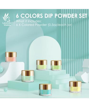 Lavender Violets 14g x 6 Colors Acrylic Dip Powder French Nail Art Manicure - Neon Yellow Green J211 - Buy Online on GoSupps.com