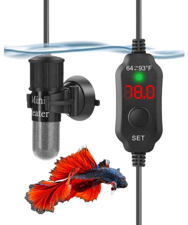 AquaMiracle Adjustable 10/20/30W Small Aquarium Heater Submersible Fish Tank Heater Betta Heater Turtle Heater Super Mini Aquarium Heater with Digital Display Thermostat, for 1-6 Gallon Tanks 10W