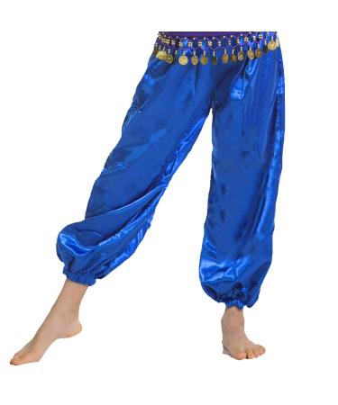 Miss Belly Dance Kid's Satin Harem Pants - HP05k Small Royal Blue