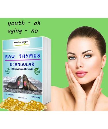 Thymus Glandular Supplement - Immune & Allergy Support Soft Gels with Raw Tissue Extract | Healing Drops - Buy Online on GoSupps.com