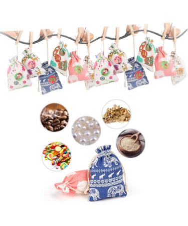 RORPOIR 51pcs Christmas Countdown Calendar Christmas Calendar Pouch Christmas Hanging Halloween Burlap Bag - Buy Online on GoSupps.com