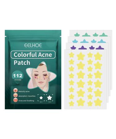 Pimple Patches Hydrocolloid Acne Patch Invisible Spot Patches for Face & Body Effectively Calms & Relieves Acne 8mm & 12mm (Star-112 Patches)