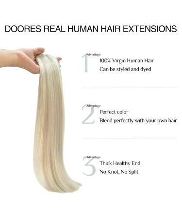 Doores Seamless Clip-In Extensions | Real Hair 18 Inch 7 Pieces Ash Blonde Highlights Platinum Blonde 45cm 110g - Buy Online on GoSupps.com