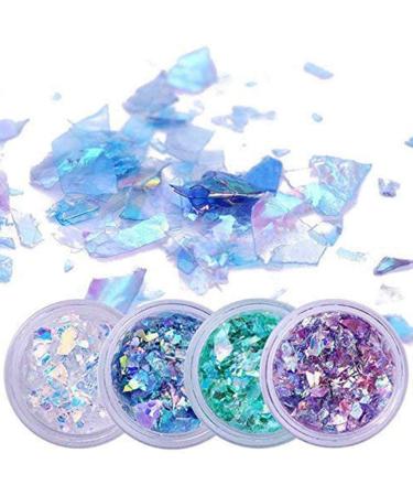 ZXR.Elwood 4 Colors Natural Artificial Nails Glass Paper Art Decoration Glitter Irregular Sequins Broken Piece Stickers - Buy Online on GoSupps.com