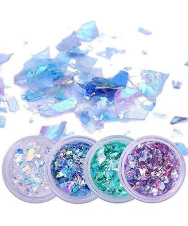 ZXR.Elwood 4 Colors Natural Artificial Nails Glass Paper Art Decoration Glitter Irregular Sequins Broken Piece Stickers