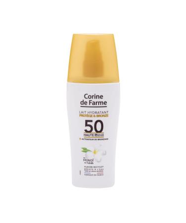 Corine de Farme Lait Hydratant Protect & Bronze SPF50-150ml - Cr me Solaire Hydratante au Mono de Tahiti - Protection UV Haute - Pour Tous Types de Peau - H le Dor et Lumineux