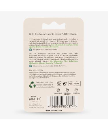 Promis Dental Floss - Eco-Friendly Clinically Tested Vegan & Fluoride Free | Gentle Care with Essential Oils - Lake Green - Buy Online on GoSupps.com