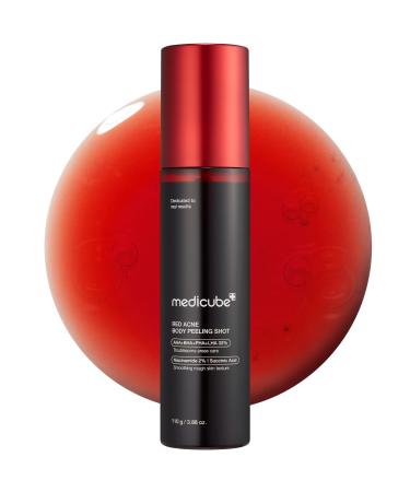 Medicube Red Body Peeling Shot Cleanser Wash-Off Exfoliant For Bacne Redness Relief Dead Skin Remover AHA+BHA+PHA+LHA Best for Breakout-Prone Skin Korean Skincare