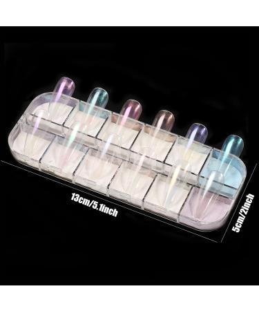 Chrome Nail Powder Aurora Mermaid Pearl Glitter - 12Grids, Iridescent Shell Holographic Manicure Pigment - Nail Art Design Decoration Accessory - Buy Online on GoSupps.com