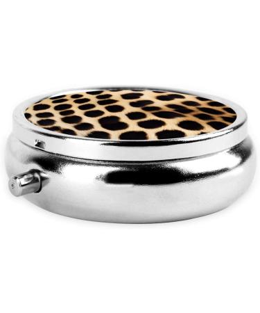 Rough Leopard Printed Round Pill Box - 3 Compartment Travel Medicine Organizer Portable Decorative Pocket Purse for Vitamins & Tablets - Buy Online on GoSupps.com