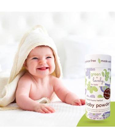 Natural Bums Baby Powder - Gentle Arrowroot & Chamomile Formula Talc-Free & Safe for Sensitive Skin - 6 oz - Green + Lovely - Buy Online on GoSupps.com