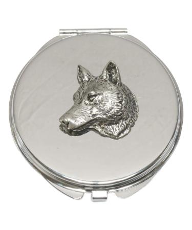 Wolf Head Compact Mirror Handbag Gift With Free Engraving 400