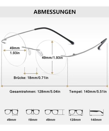 Buy Lanomi Retro Rimless Blue Light Filter Reading Glasses - UV400 Protection for Men & Women - Lightweight Titanium - 1.5x Magnification - Buy Online on GoSupps.com