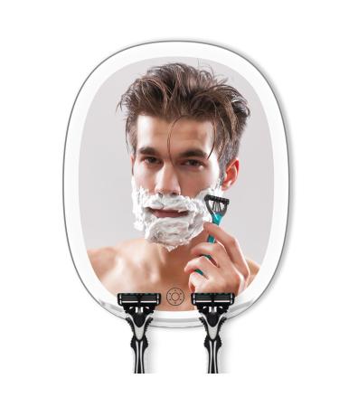 TOUCHFEEL Shower Mirror Fogless for Shaving and Makeup  Lighted Fog Free Bathroom Mirror for Men and Women with 2 Razor Holders and 3 Color Light Brightness Adjustment  Black