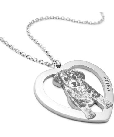 Personalized Pet Photo Necklace - Customizable Cat/Dog Picture Pendant - Pet Memorial Gift for Pet Lovers - 14inch Chain - Buy Online on GoSupps.com