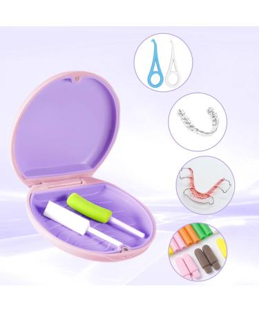 Buy Euppsiiu Pink Braces & Dental Retainer Case - 2-Piece Mouth Guard Container for Dentures & Aligners | Fast International Shipping - Buy Online on GoSupps.com