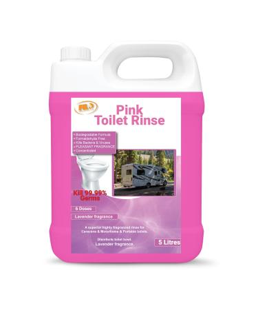 FILO Pink Caravan Toilet Chemical Rinse 5 Liters For Caravans Motorhomes and campervans Eco-Friendly Odour Eliminator and Fluid Cleaner Sanitation Solution Freshener. 1