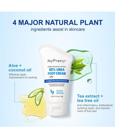 Urea 42% Foot Cream 50g Callus Remover For Dry And Hard Skin Cracked Heel Repair Cream For Feet and Hand Urea Cream Foot Care With 2% Acid for Hand Foot and Body - Buy Online on GoSupps.com