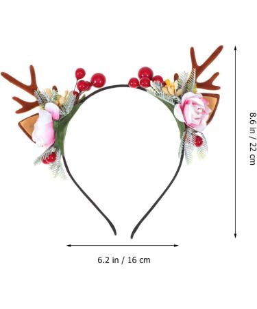 Minkissy Christmas Antler Headband Reindeer Ear Hair Hoop Christmas Floral Hairband Xmas Party Head Piece for Women Girls(Pattern 3) - Buy Online on GoSupps.com