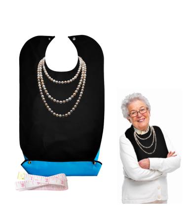 NITAIUN Adult Bibs for Elderly Adult Bibs Washable and Reusable Silicone Adult Bib Clothing Protectors Dirty-Proof Apron with Pocket for Eating for Elderly Senior with Ruler Black