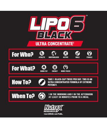 Nutrex Research Lipo-6 Black Ultra Concentrate | Thermogenic Fat Burner | 120 Diet Pills - Buy Online on GoSupps.com