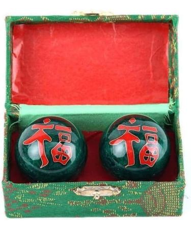 Lachinuse Qi Gong Balls - Enamel Chinese Anti-Stress Balls for Happiness | 40mm Health Balls in Gift Box | Zen Relaxation | Feng Shui Decor in Green - Buy Online on GoSupps.com