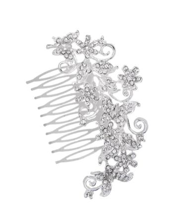 Housoutil Bridal Tiara Crystal Headpiece Vintage Silver Hair Side Combs Bridal Wedding Hair Comb Bridal Headpiece Crystal Hair Comb Vintage Alloy Hair Comb Wig Accessories Bride Pearl