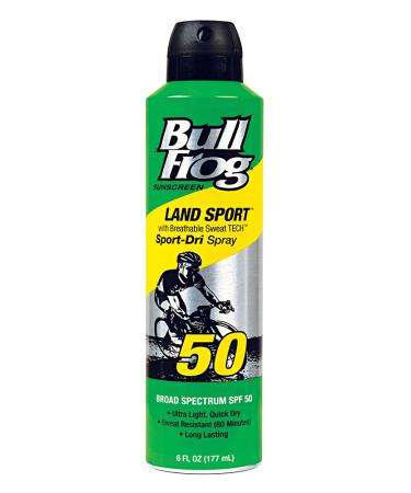 Bullfrog Sunscreen Land Sport-Dri Spray SPF50  6 oz 6 Fl Oz (Pack of 1)