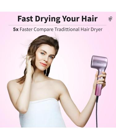 Ionic Hair Dryer with Diffuser for Curly Hair | 1500W Professional Negative Ions & Fast Drying | Gradient Pink Hair Dryer with Brushless Motor - Buy Online on GoSupps.com