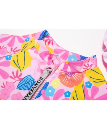 BONVERANO Baby Girls Swimsuit | Toddler Bathing Suit with UPF 50+ Sun Protection | Long-Sleeve Zipper One Piece Swimwear | 18-24 Months | Sunflower Print - Buy Online on GoSupps.com