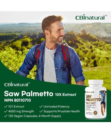 Saw Palmetto 10:1 Extract 4000 mg Strength 120 Vegan Capsules 4-Month Supply - Buy Online on GoSupps.com