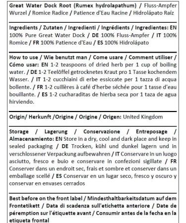Herba Organica Great Water Dock Root Herbal Tea - Rumex Hydrolapathum L - Patience d'Eau Racine Tisane 50g - Buy Online on GoSupps.com